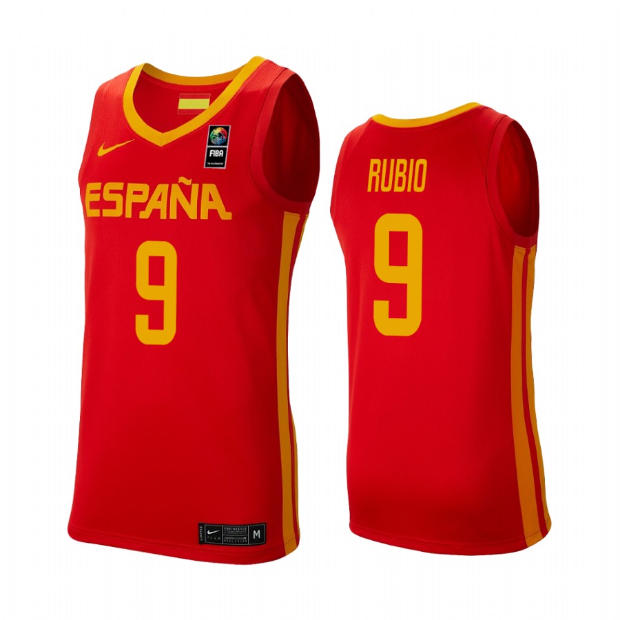 2019 FIBA Baketball World Cup Spain Ricky Rubio Red Men's Jersey