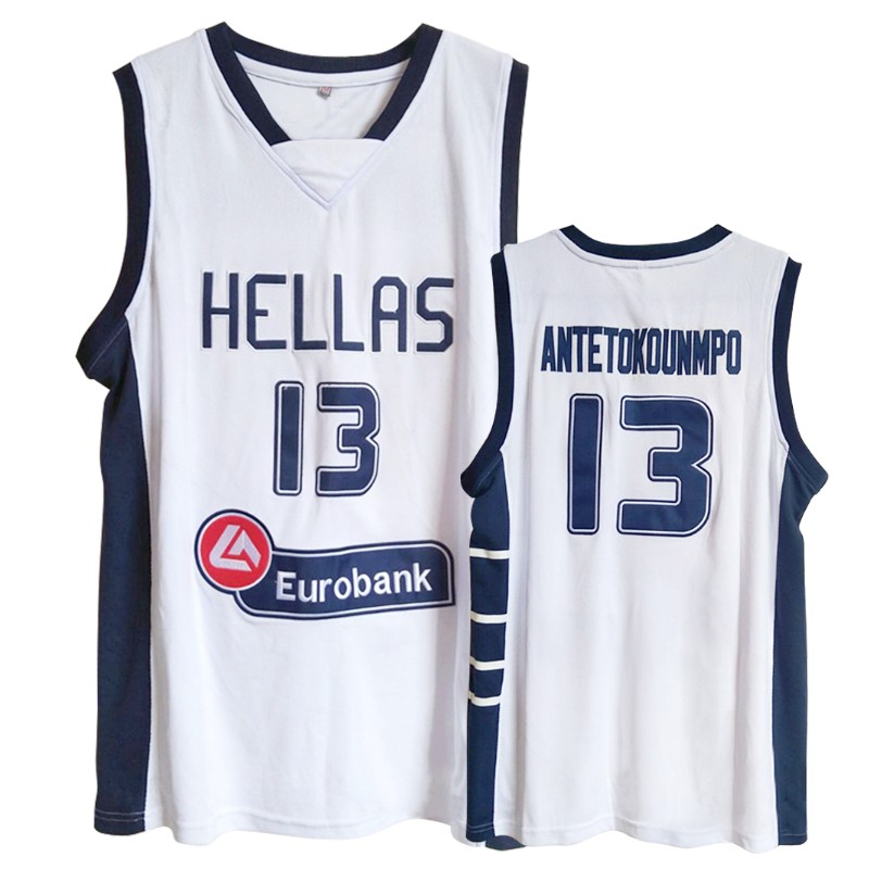 2019 FIBA World Cup Greece Giannis Antetokounmpo White Throwback Jersey