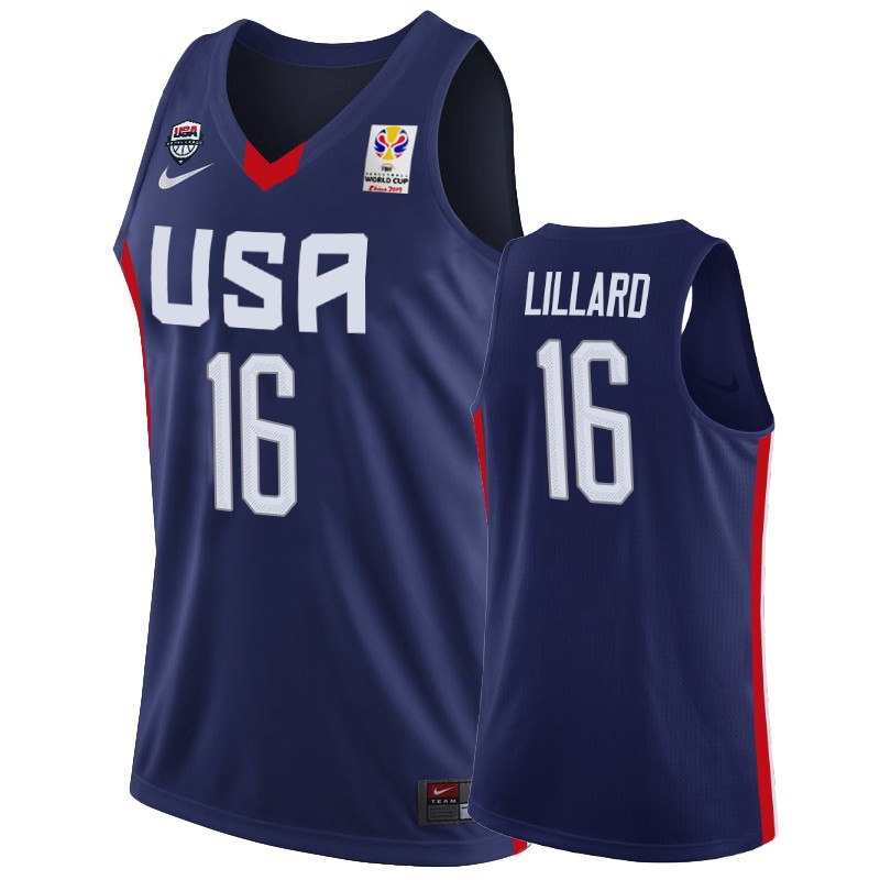 2019 FIBA World Cup USA Damian Lillard Men's Blue Jersey