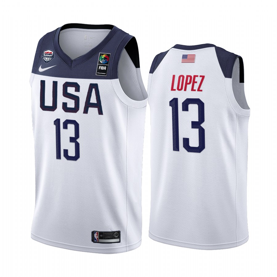 2019 FIBA World Cup USA Team Brook Lopez White Men's Jersey