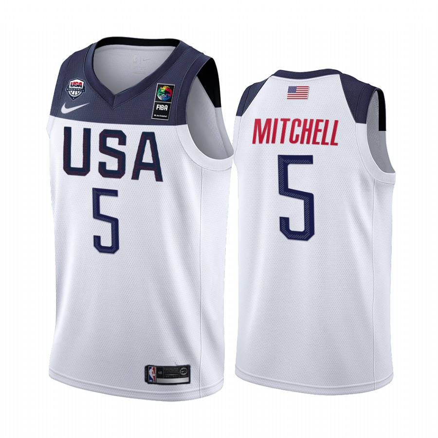 2019 FIBA World Cup USA Team Donovan Mitchell White Men's Jersey