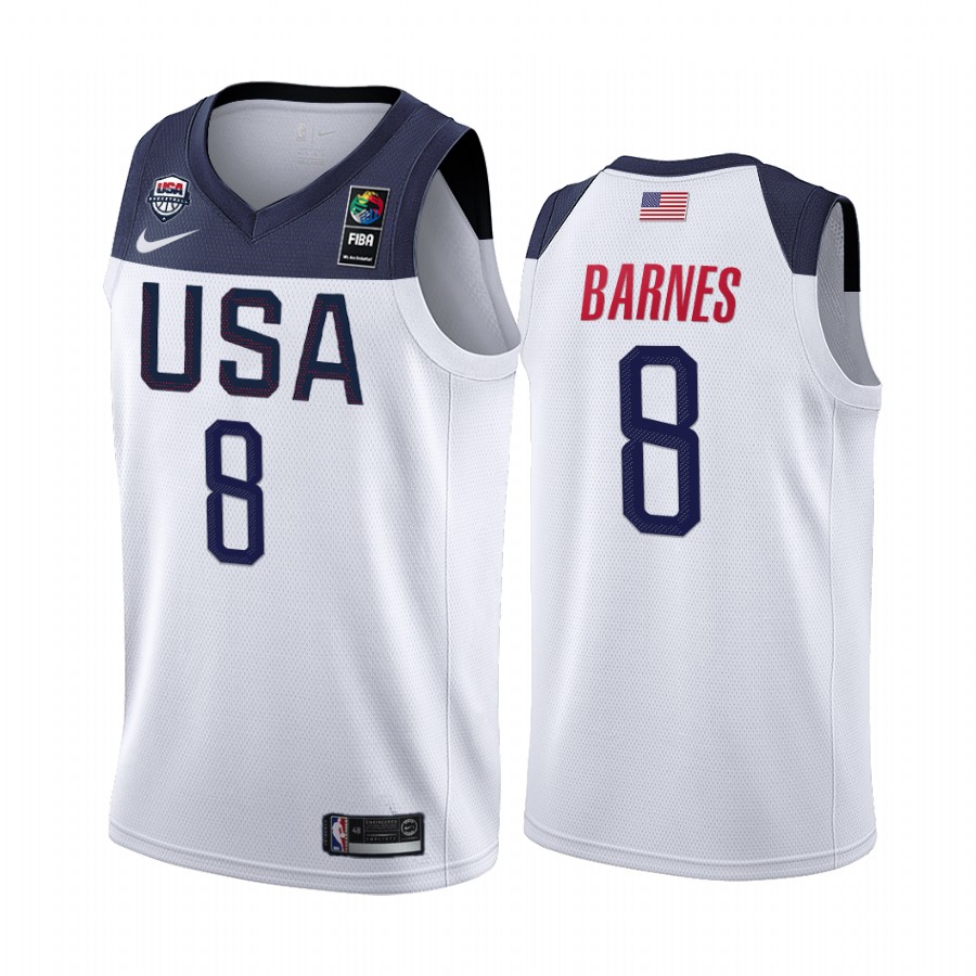 2019 FIBA World Cup USA Team Harrison Barnes White Men's Jersey