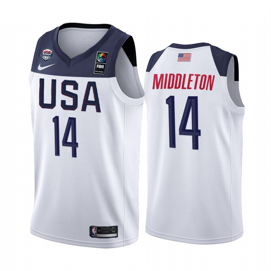 2019 FIBA World Cup USA Team Khris Middleton White Men's Jersey