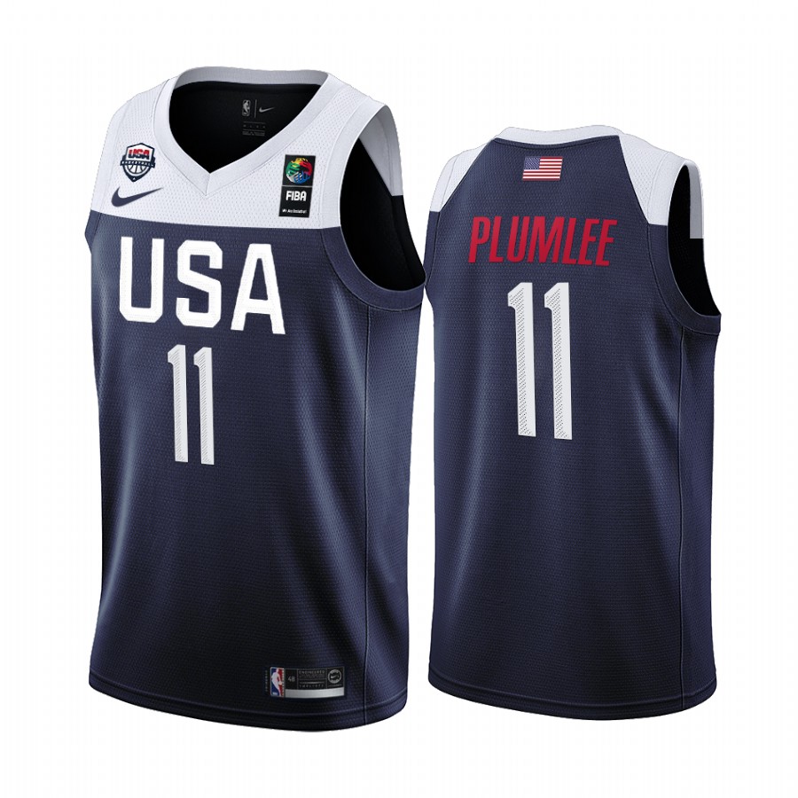 2019 FIBA World Cup USA Team Mason Plumlee Navy Men's Jersey