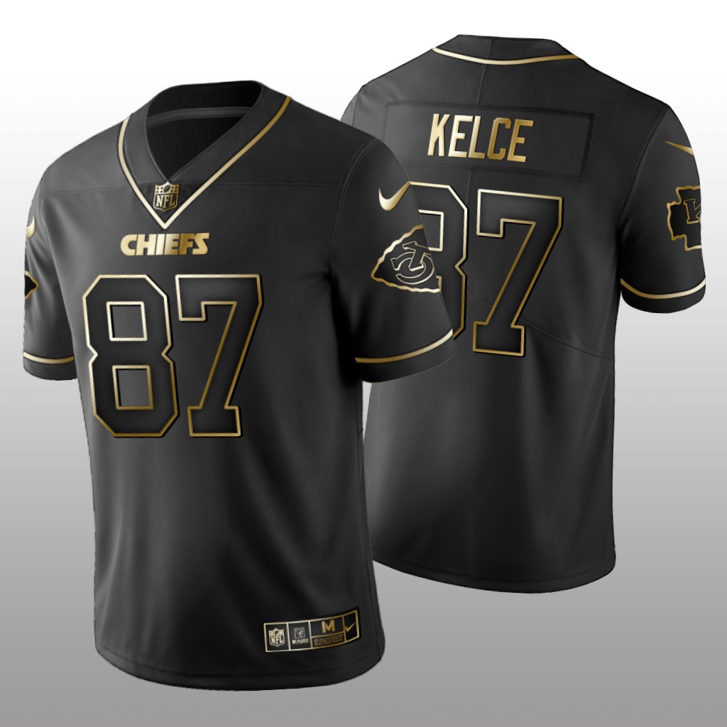 2019 Golden Edition Vapor Untouchable Limited Kansas City Chiefs #87 Travis Kelce Black Jersey – Men’s