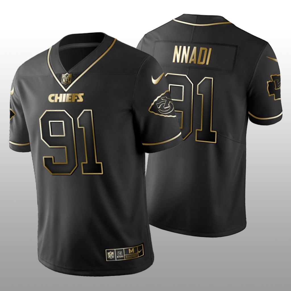 2019 Golden Edition Vapor Untouchable Limited Kansas City Chiefs #91 Derrick Nnadi Black Jersey – Men’s