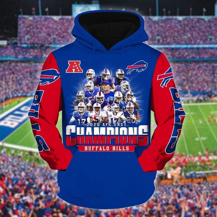2020 afc east champions buffalo bills players signed 3d printed hoodie for fan 3d Hoodie