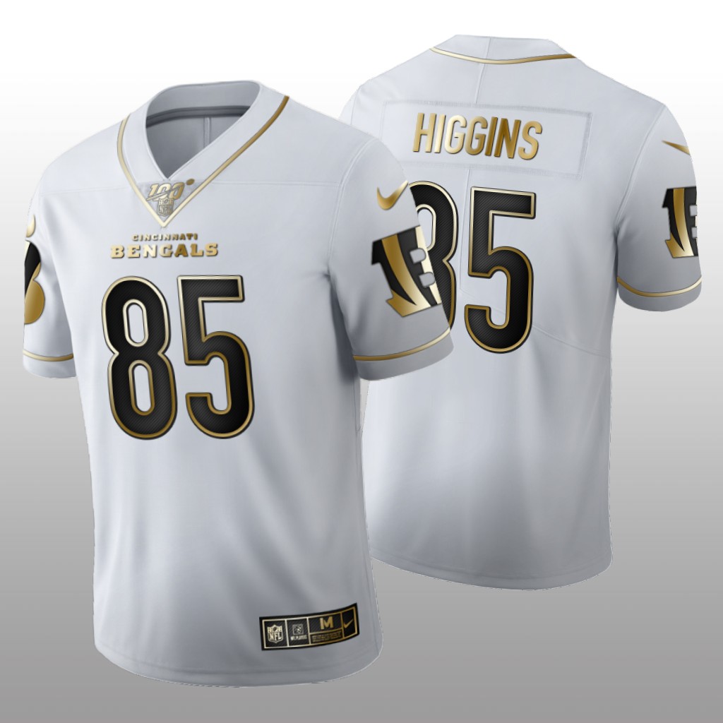 2020 NFL Draft Cincinnati Bengals Tee Higgins Golden Edition White Jersey