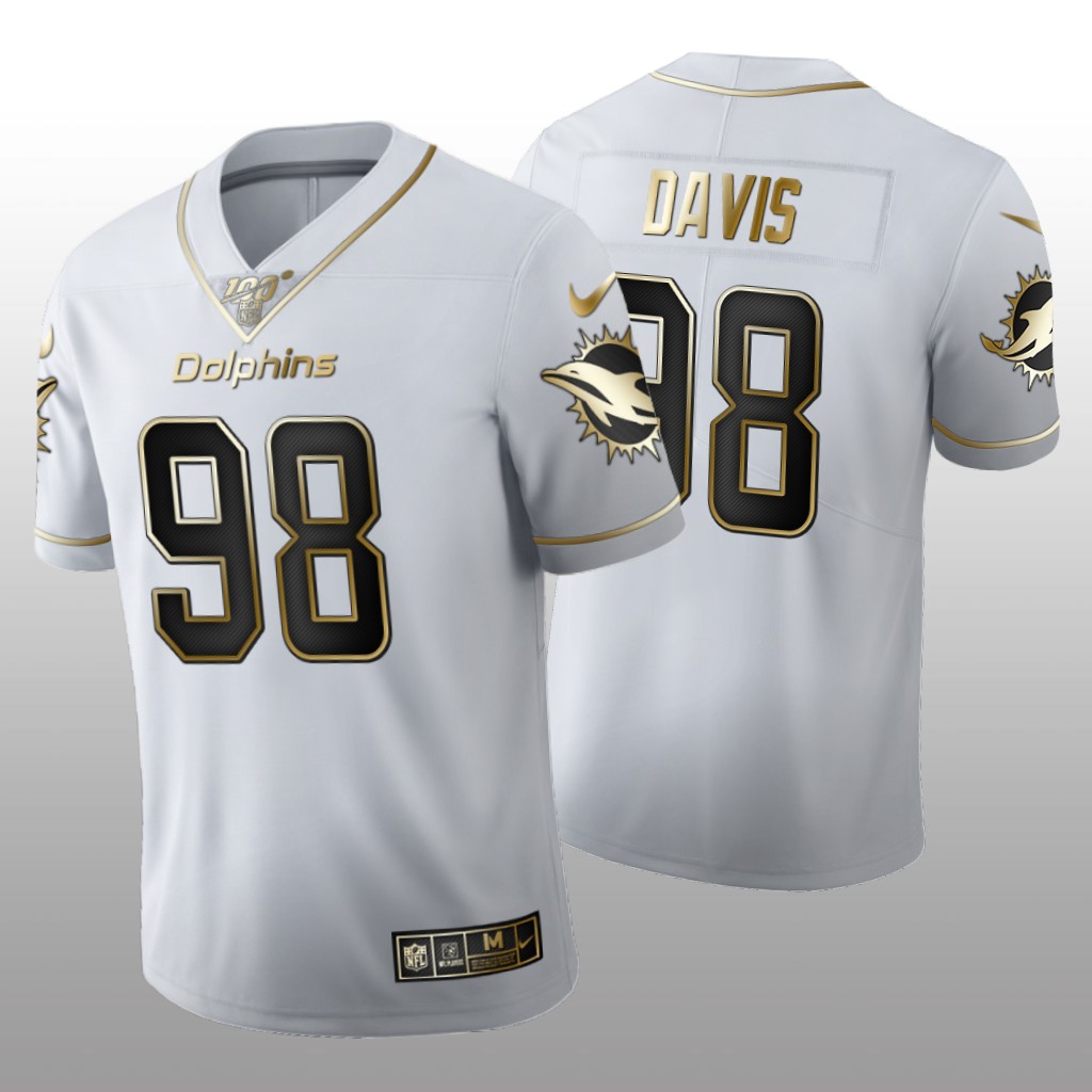 2020 NFL Draft Miami Dolphins Raekwon Davis Golden Edition White Jersey