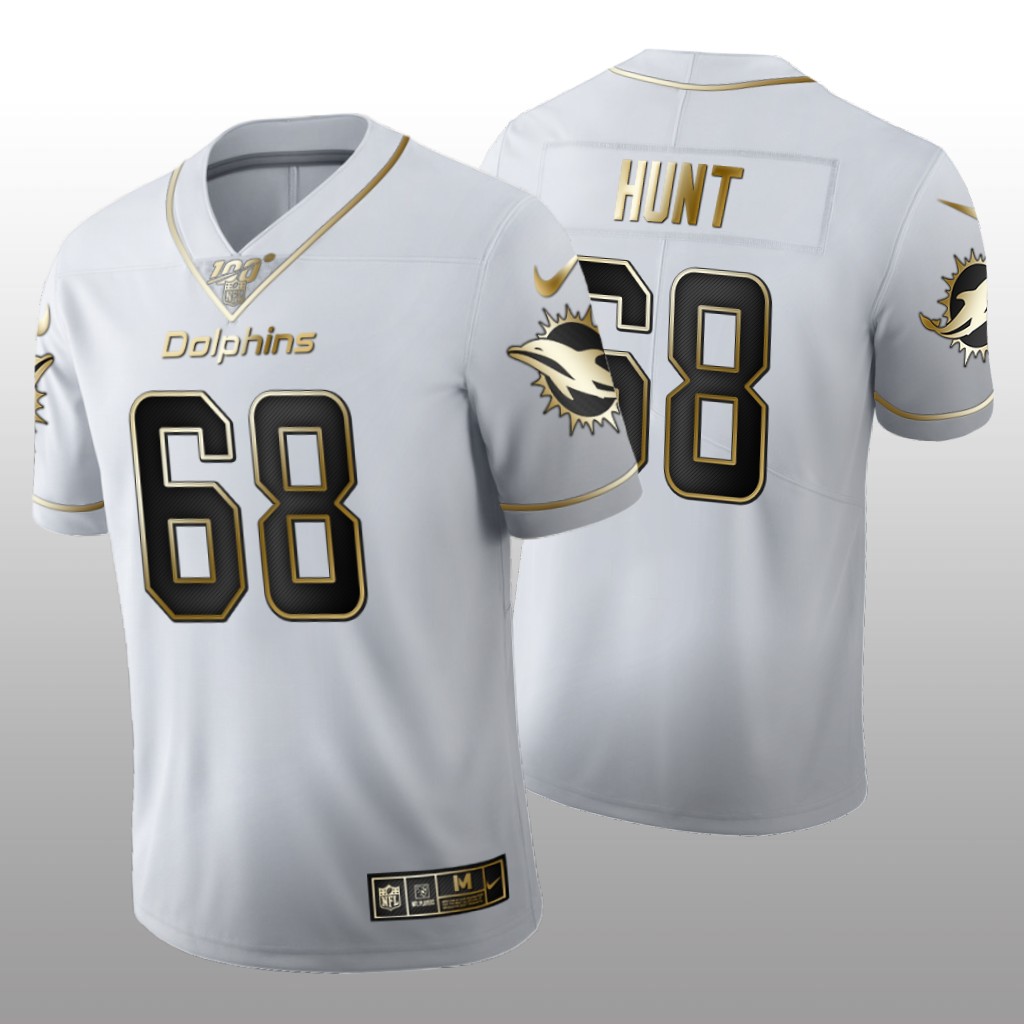 2020 NFL Draft Miami Dolphins Robert Hunt Golden Edition White Jersey