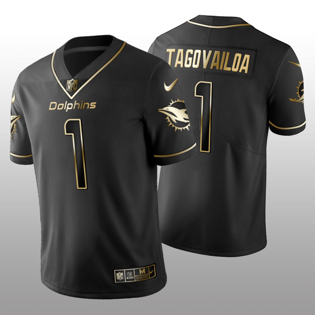 2020 NFL Draft Miami Dolphins Tua Tagovailoa Golden Edition Black Jersey