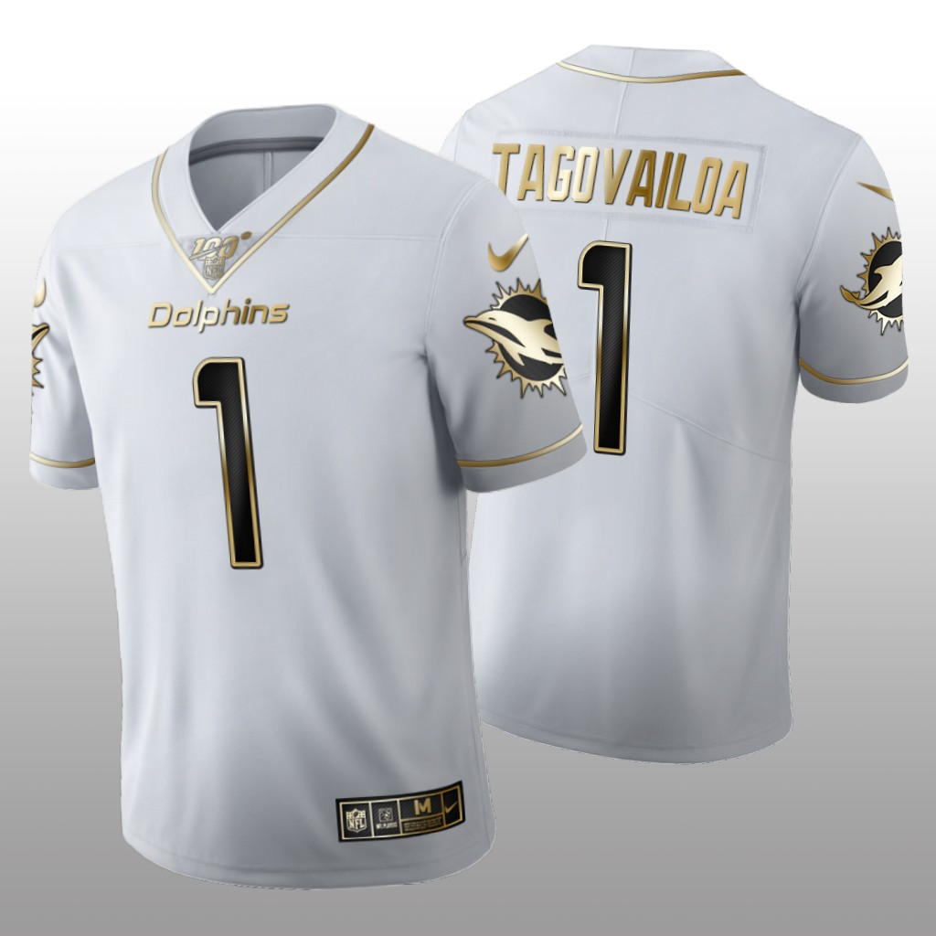 2020 NFL Draft Miami Dolphins Tua Tagovailoa Golden Edition White Jersey