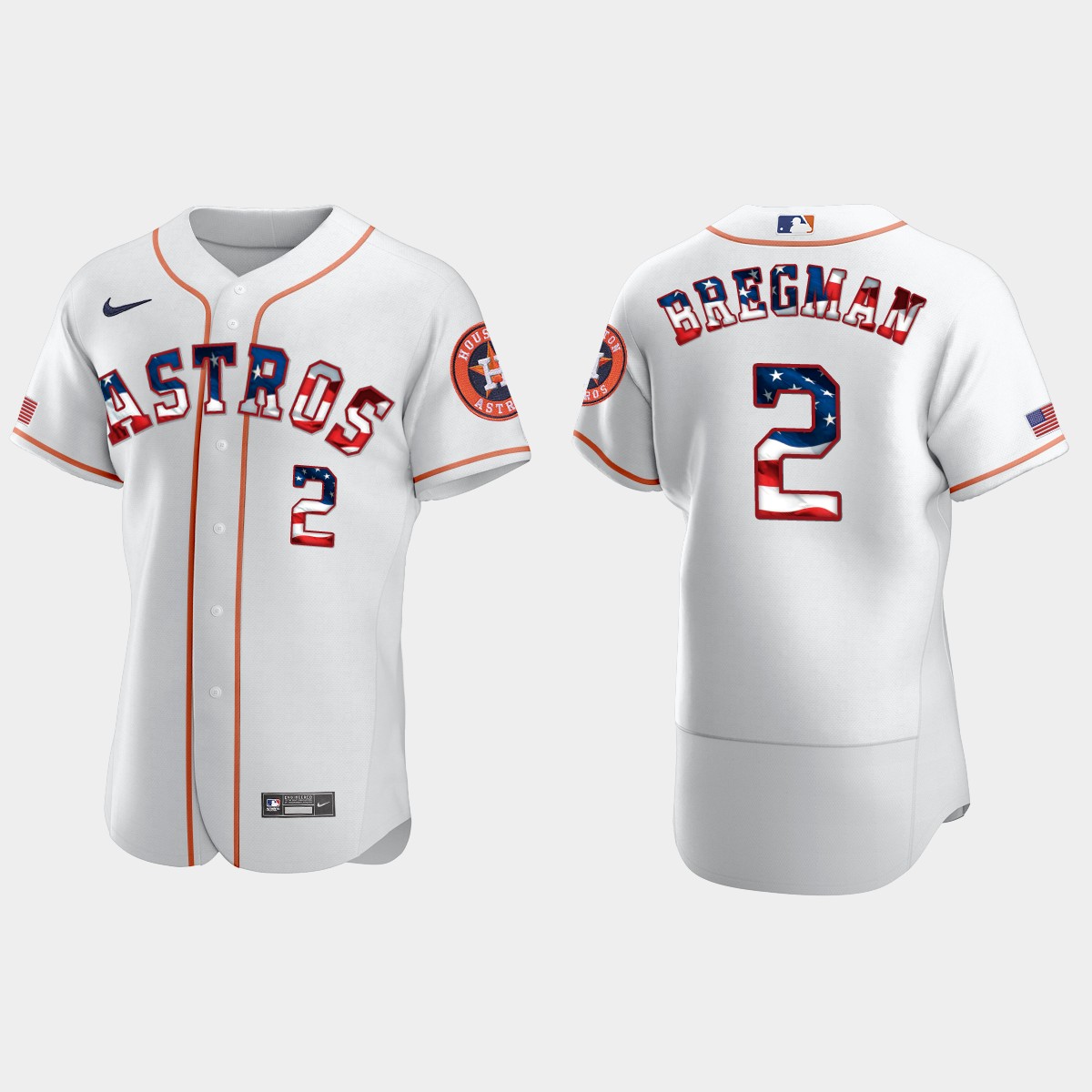2020 Stars And Stripes Houston Astros Alex Bregman 4th of July Jersey – White