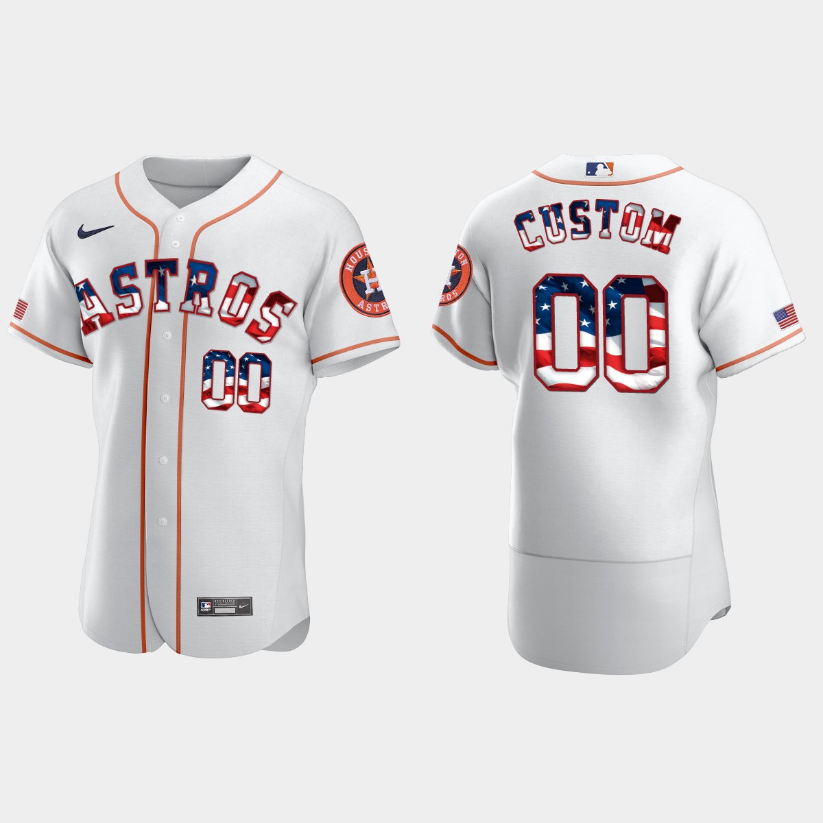 2020 Stars And Stripes Houston Astros Custom 4th of July Jersey – White