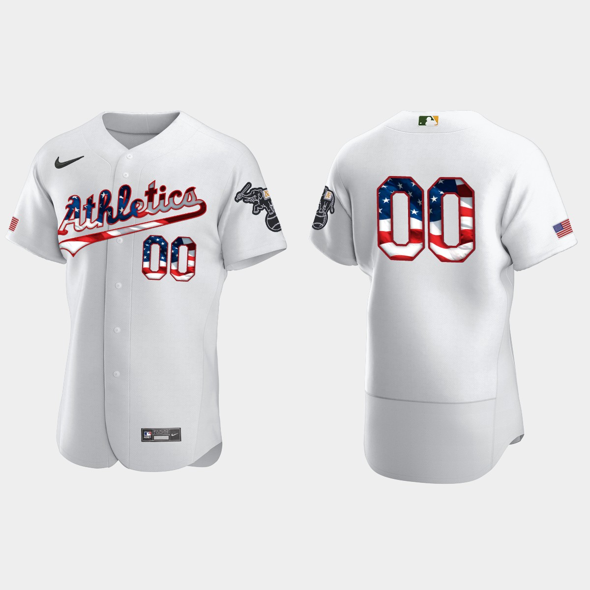 2020 Stars And Stripes Oakland Athletics Custom 4th of July Jersey – White