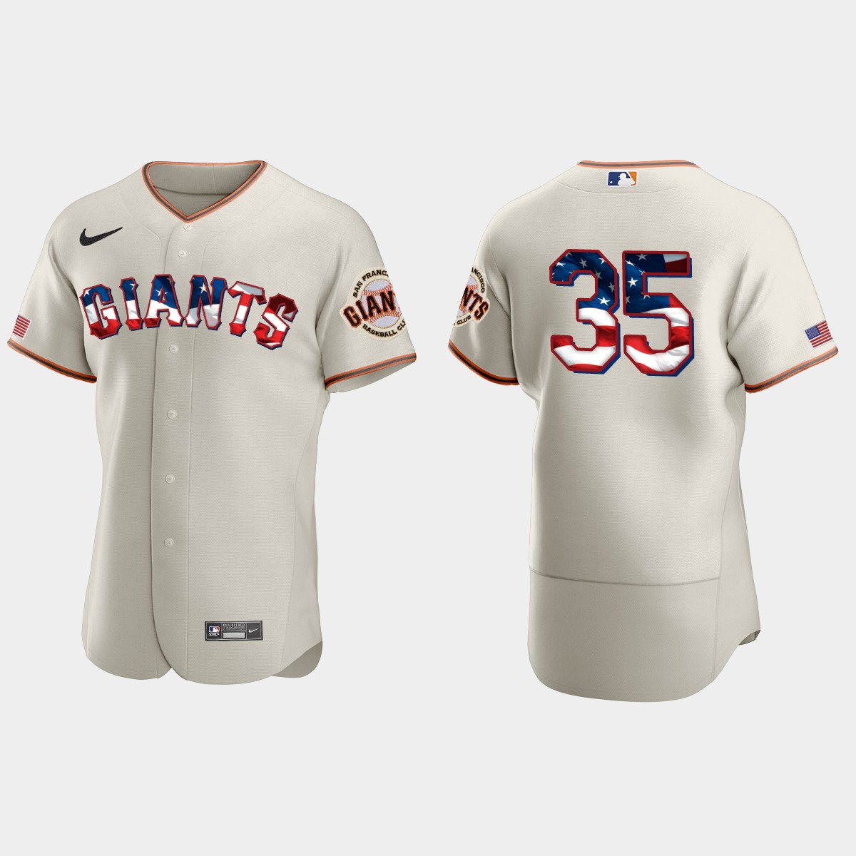 2020 Stars And Stripes San Francisco Giants Brandon Crawford 4th of July Jersey – Cream