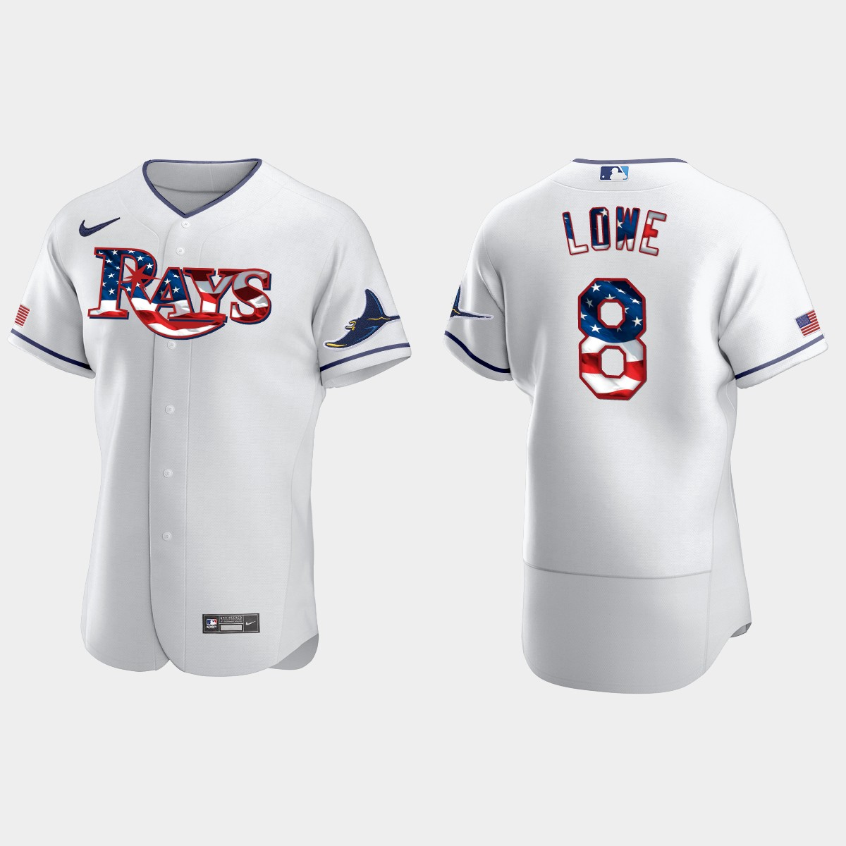 2020 Stars And Stripes Tampa Bay Rays Brandon Lowe 4th of July Jersey – White