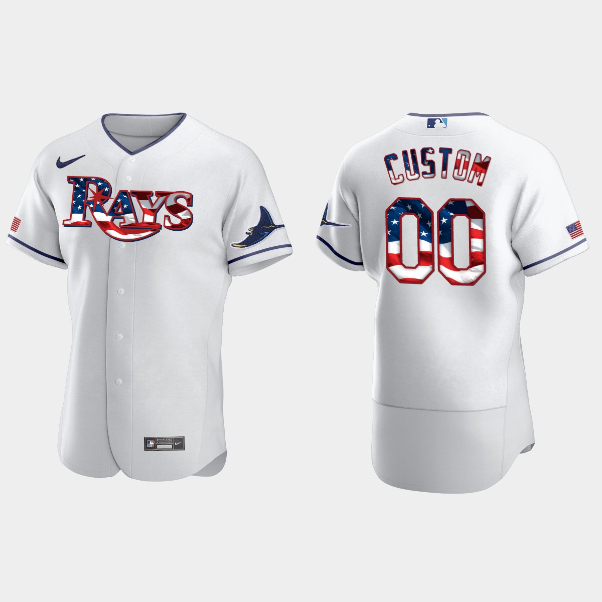 2020 Stars And Stripes Tampa Bay Rays Custom 4th of July Jersey – White