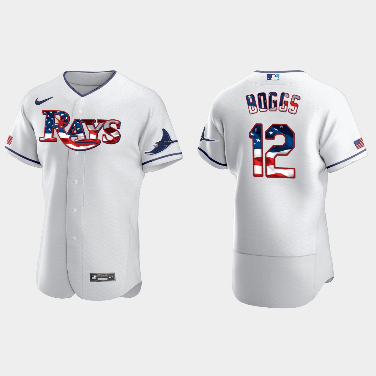 2020 Stars And Stripes Tampa Bay Rays Wade Boggs 4th of July Jersey – White