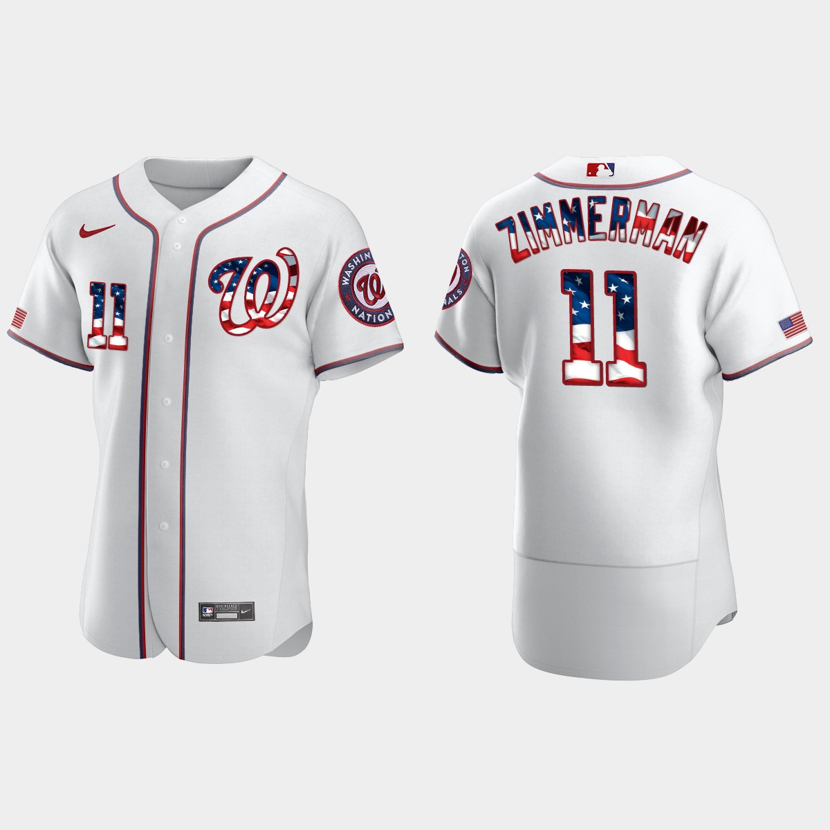 2020 Stars And Stripes Washington Nationals Ryan Zimmerman 4th of July Jersey – White