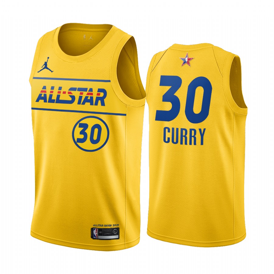 2021 All-Star #30 Stephen Curry Gold Western Conference Jersey Warriors