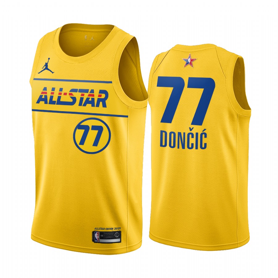 2021 All-Star #77 Luka Doncic Gold Western Conference Jersey Mavericks