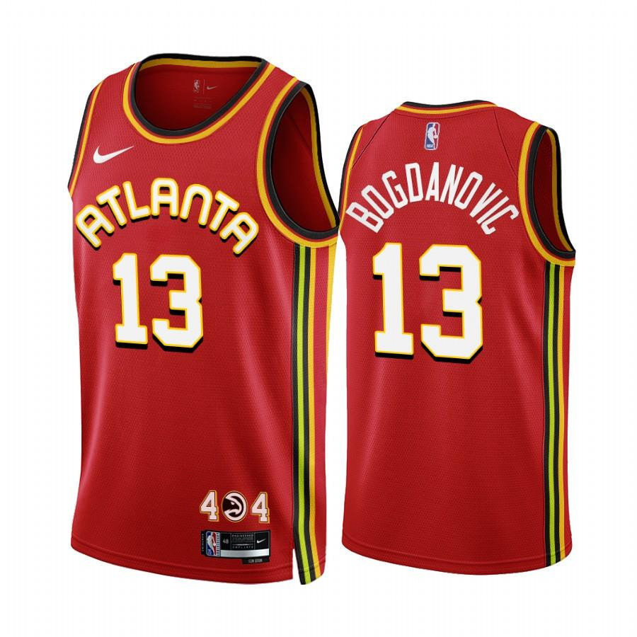 2022-23 Atlanta Hawks Bogdan Bogdanovic 13 Red Icon Edition Stitched Jersey – Men Stitched Jersey