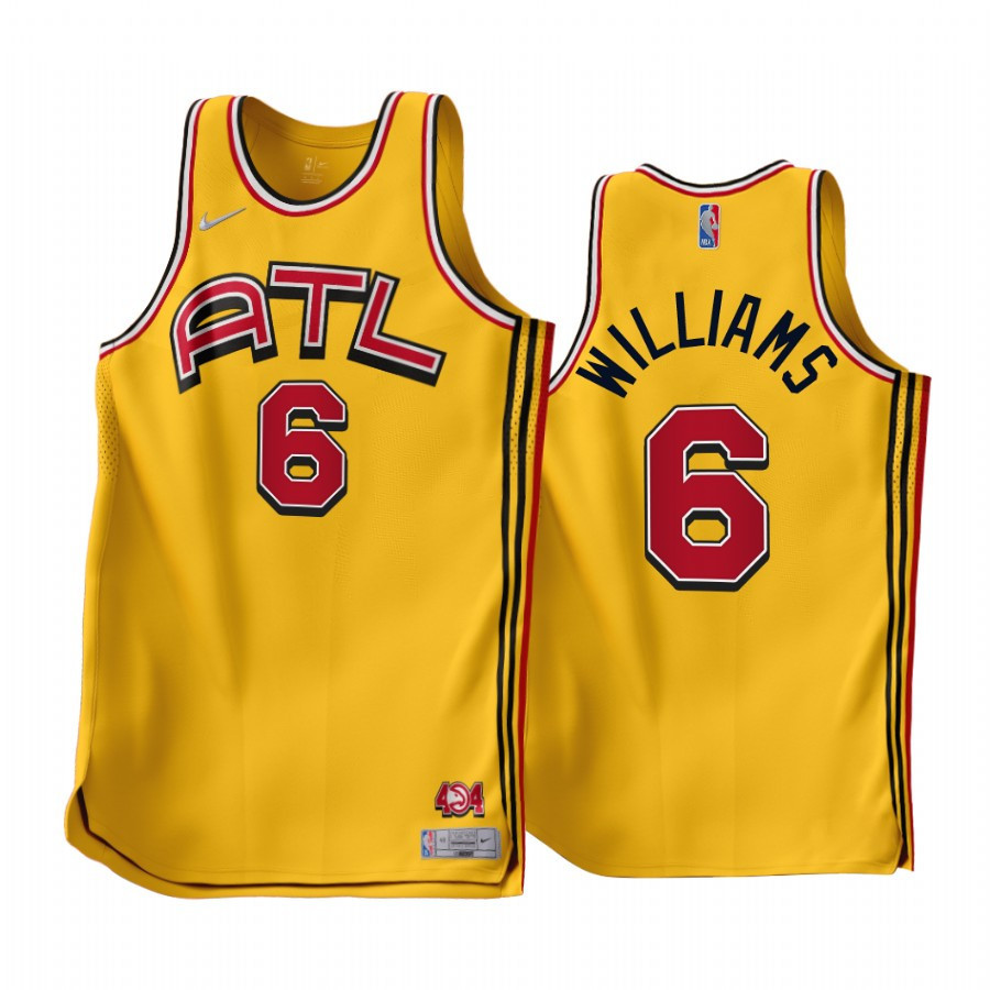 2022-23 Atlanta Hawks Lou Williams 6 Gold Earned Edition Men Stitched Jersey