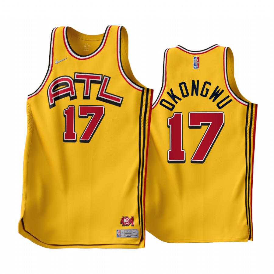 2022-23 Atlanta Hawks Onyeka Okongwu 17 Gold Earned Edition Men Stitched Jersey