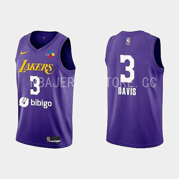 2022-23 Los Angeles Lakers Anthony Davis Training Camp Purple Men Stitched Jersey