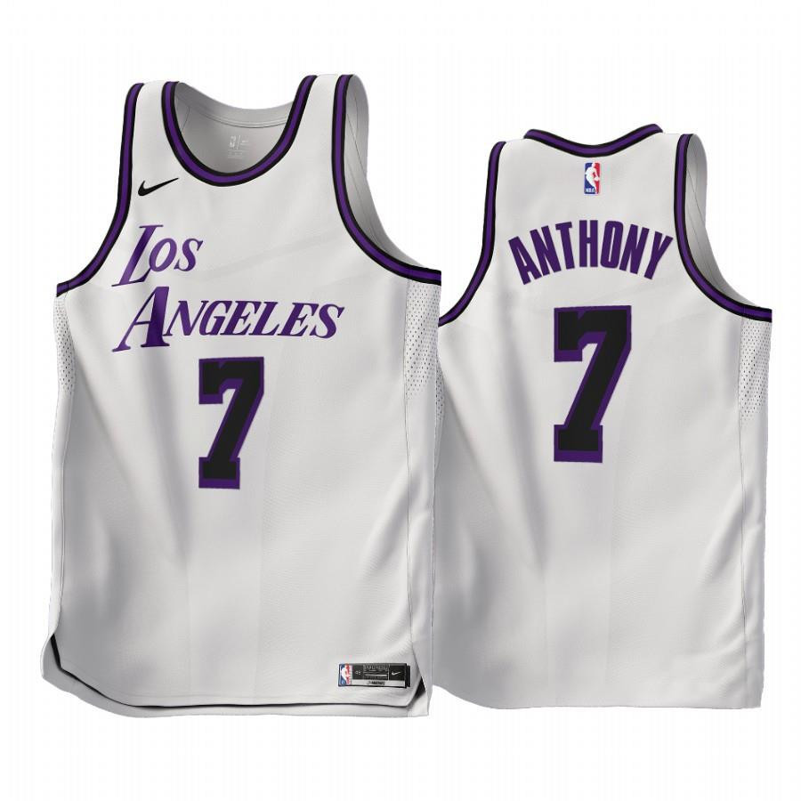 2022-23 Los Angeles Lakers Carmelo Anthony 7 White City Edition Stitched Jersey – Men Stitched Jersey