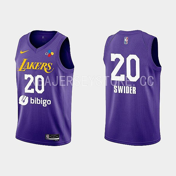 2022-23 Los Angeles Lakers Cole Swider Training Camp Purple Men Stitched Jersey