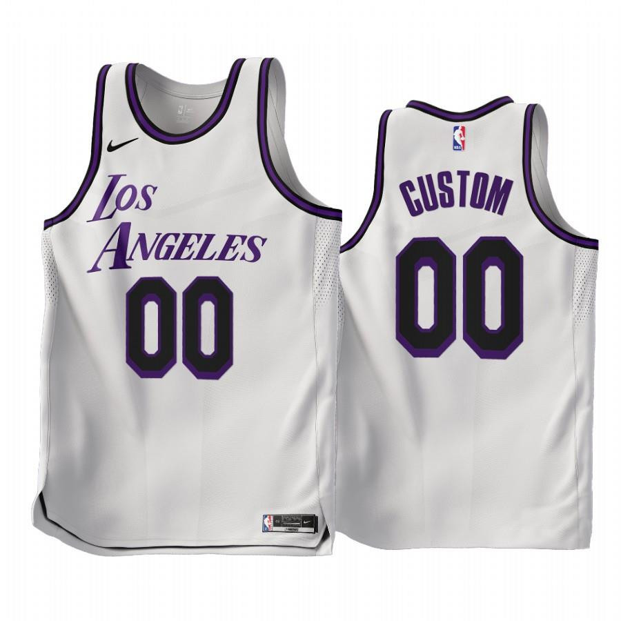 2022-23 Los Angeles Lakers Custom 00 White City Edition Stitched Jersey – Men Stitched Jersey