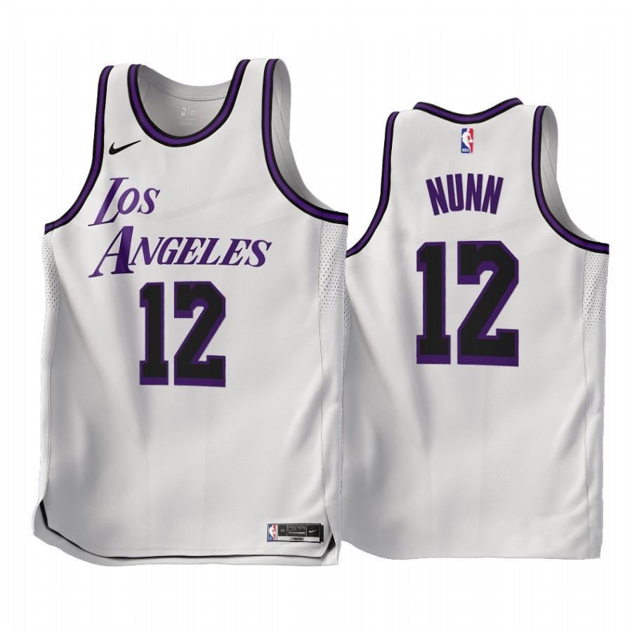 2022-23 Los Angeles Lakers Kendrick Nunn 12 White City Edition Stitched Jersey – Men Stitched Jersey