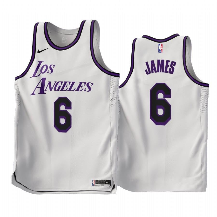 2022-23 Los Angeles Lakers LeBron James 6 White City Edition Jersey – Men Jersey