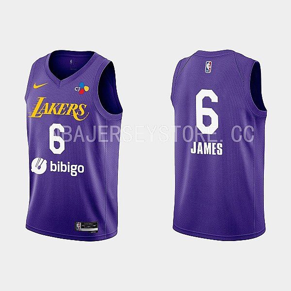 2022-23 Los Angeles Lakers LeBron James Training Camp Purple Men Stitched Jersey