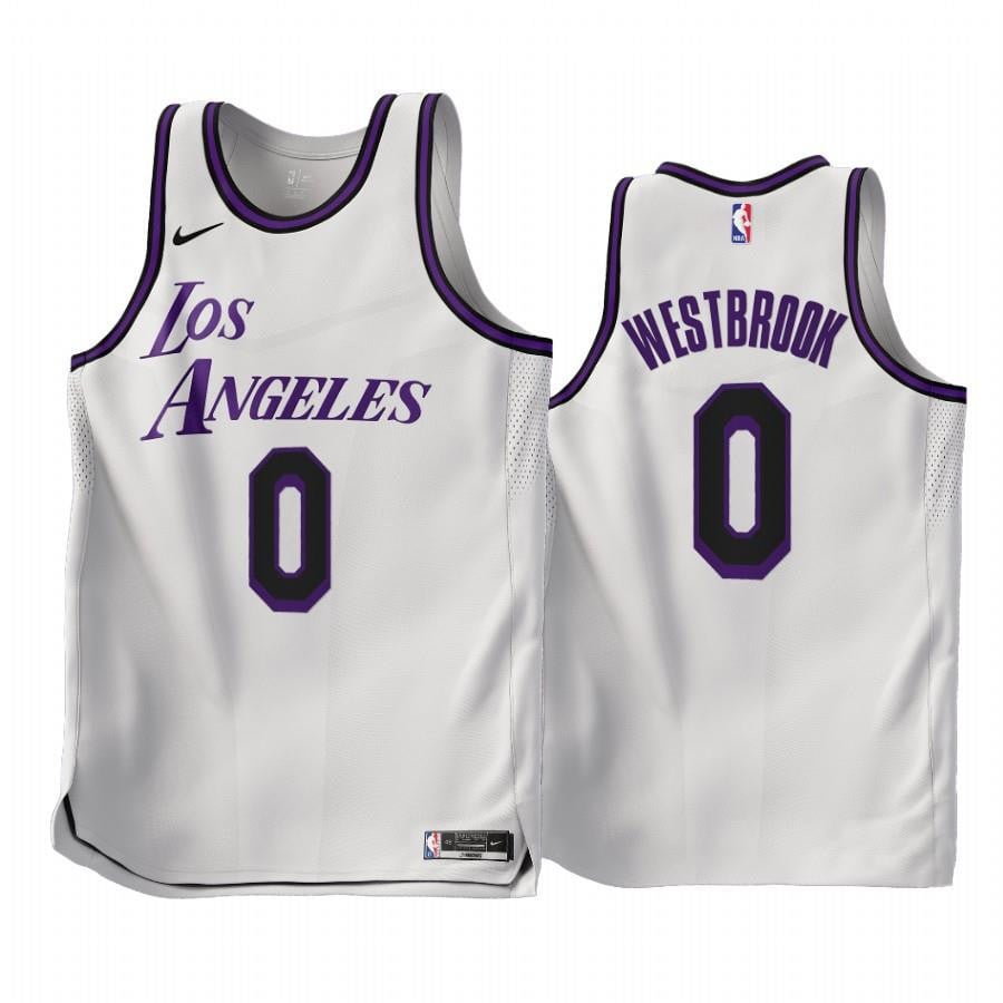 2022-23 Los Angeles Lakers Russell Westbrook 0 White City Edition Jersey – Men Jersey