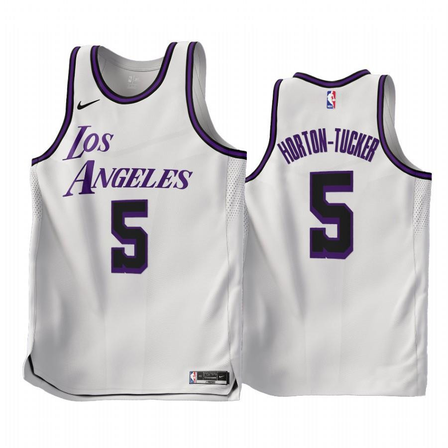 2022-23 Los Angeles Lakers Talen Horton-Tucker 5 White City Edition Stitched Jersey – Men Stitched Jersey