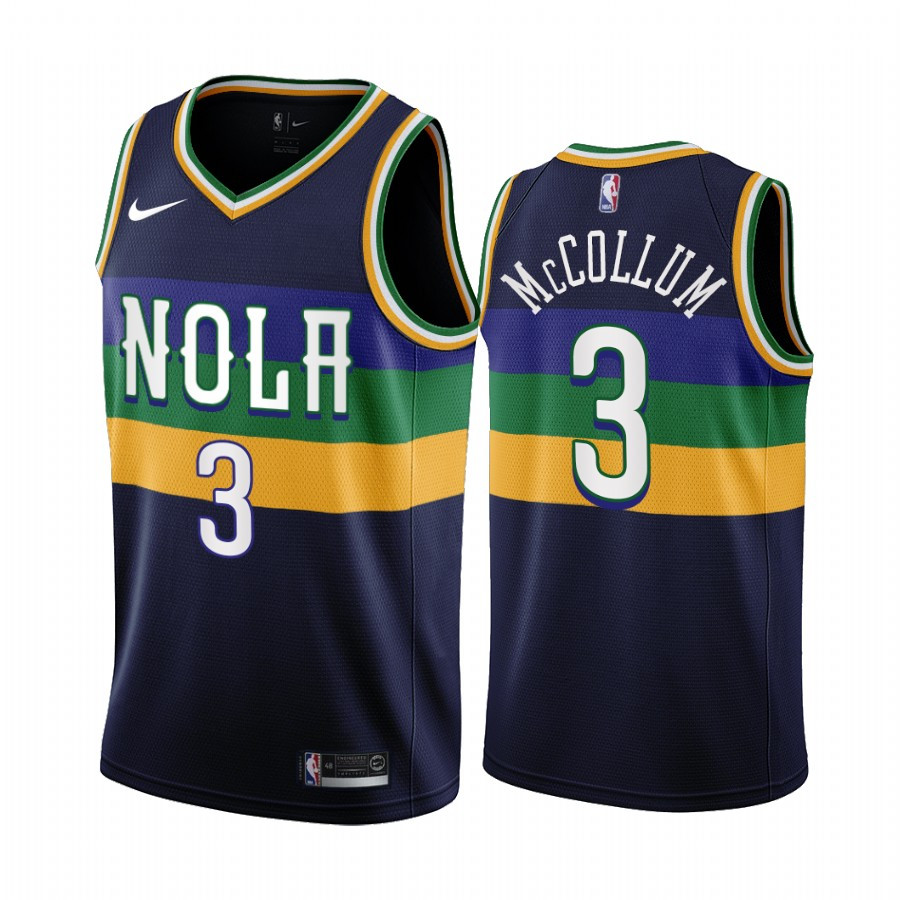 2022-23 New Orleans Pelicans C.J. McCollum 3 Navy City Edition Men Stitched Jersey