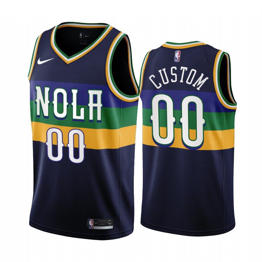 2022-23 New Orleans Pelicans Custom 00 Navy City Edition Stitched Jersey