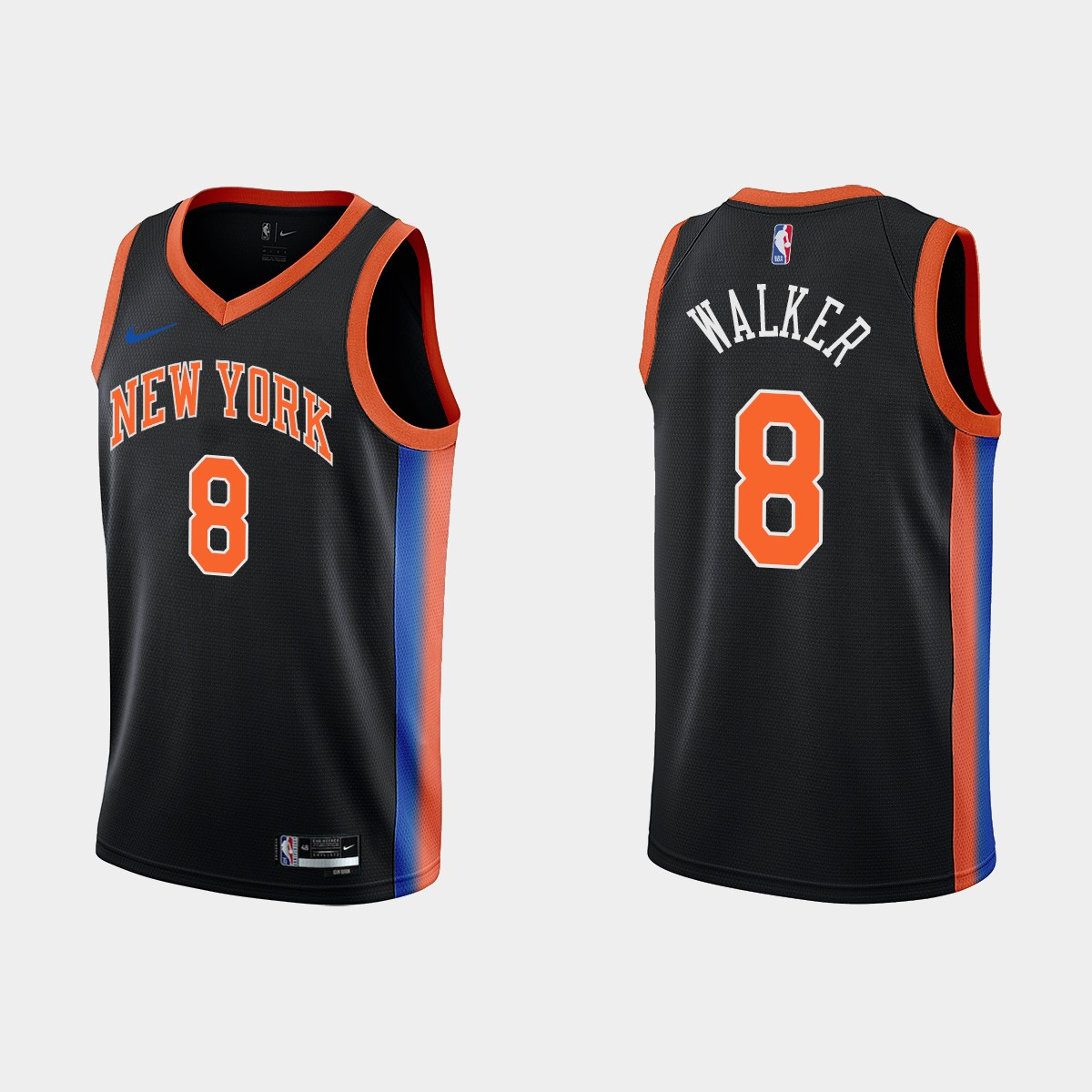 2022-23 New York Knicks Kemba Walker 8 City Edition Black Swingman Men Stitched Jersey