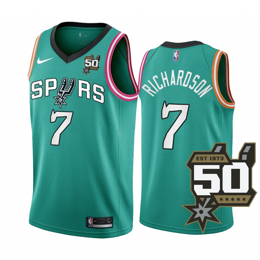 2022-23 San Antonio Spurs Josh Richardson 7 Teal 50th Anniversary Men Stitched Jersey