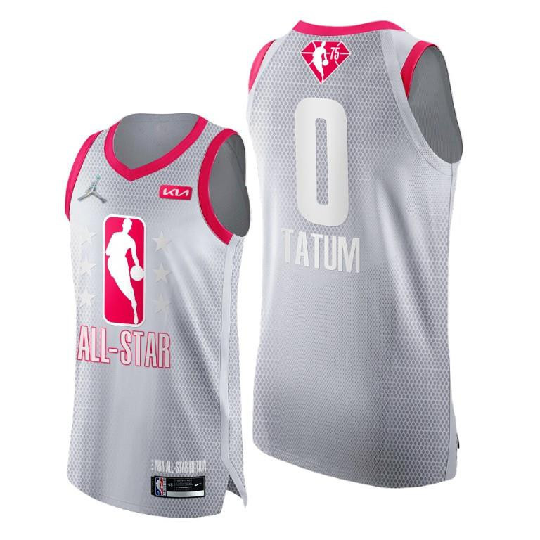 2022 All-Star Celtics 0 Jayson Tatum Grey Red Stitched Jersey 75th – Men