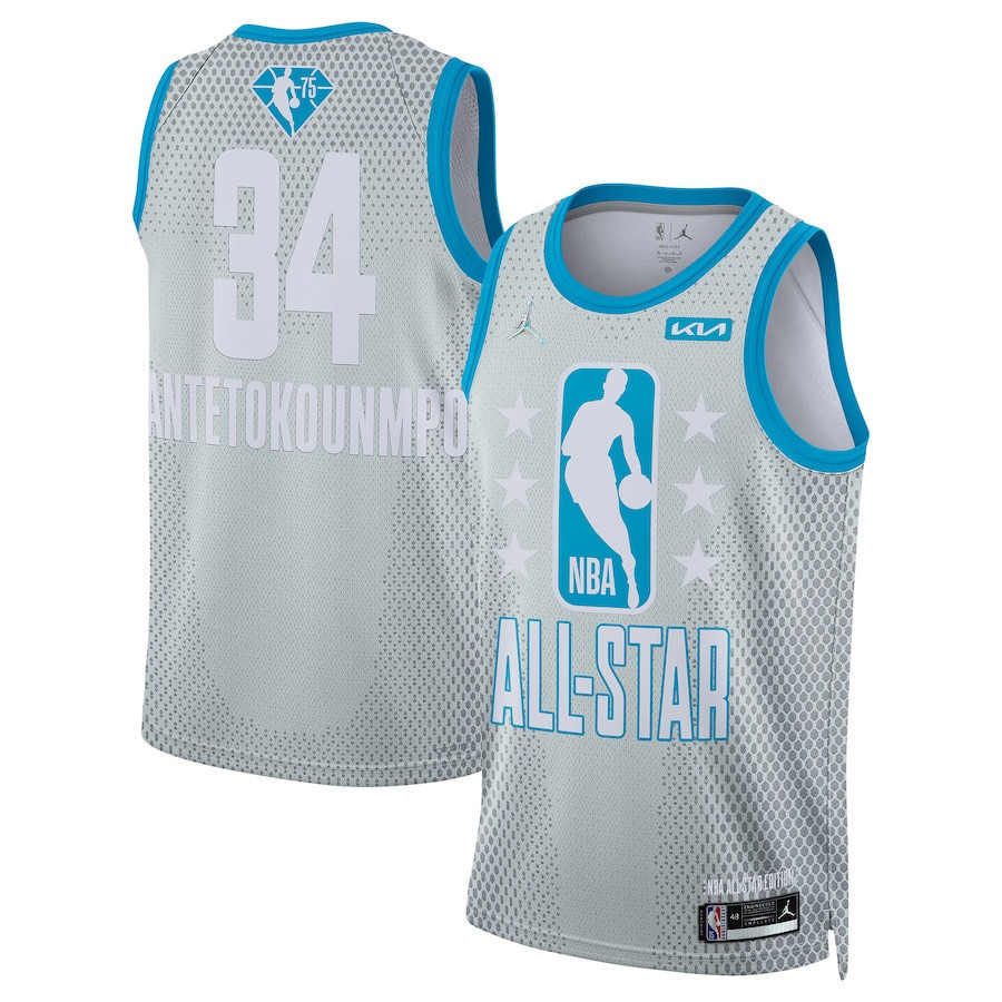 2022 All-Star Game Giannis Antetokounmpo 34 Swingman Stitched Jersey – Gray