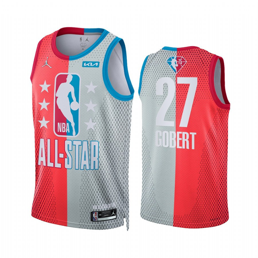 2022 All-Star Game Rudy Gobert 27 Swingman Stitched Jersey – Maroon Gray Split Limited
