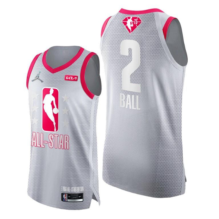 2022 All-Star Hornets 2 Lamelo Ball Grey Red Stitched Jersey 75th – Men