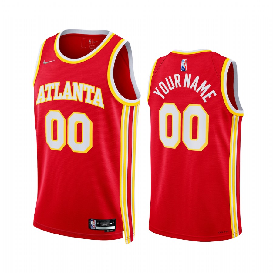 2022 Atlanta Hawks Custom Red Icon Edition #00 Jersey