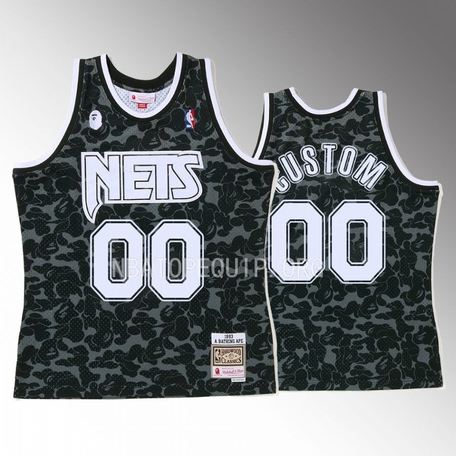 2022 BAPE Brooklyn Nets Custom Black Jersey 00 Camo Tanktop Men’s Jersey Shirt