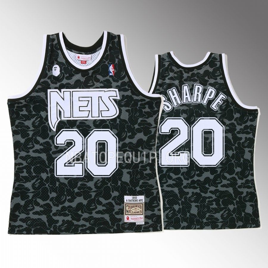 2022 BAPE Brooklyn Nets Day’Ron Sharpe Black Jersey 20 Camo Tanktop Men’s Jersey Shirt