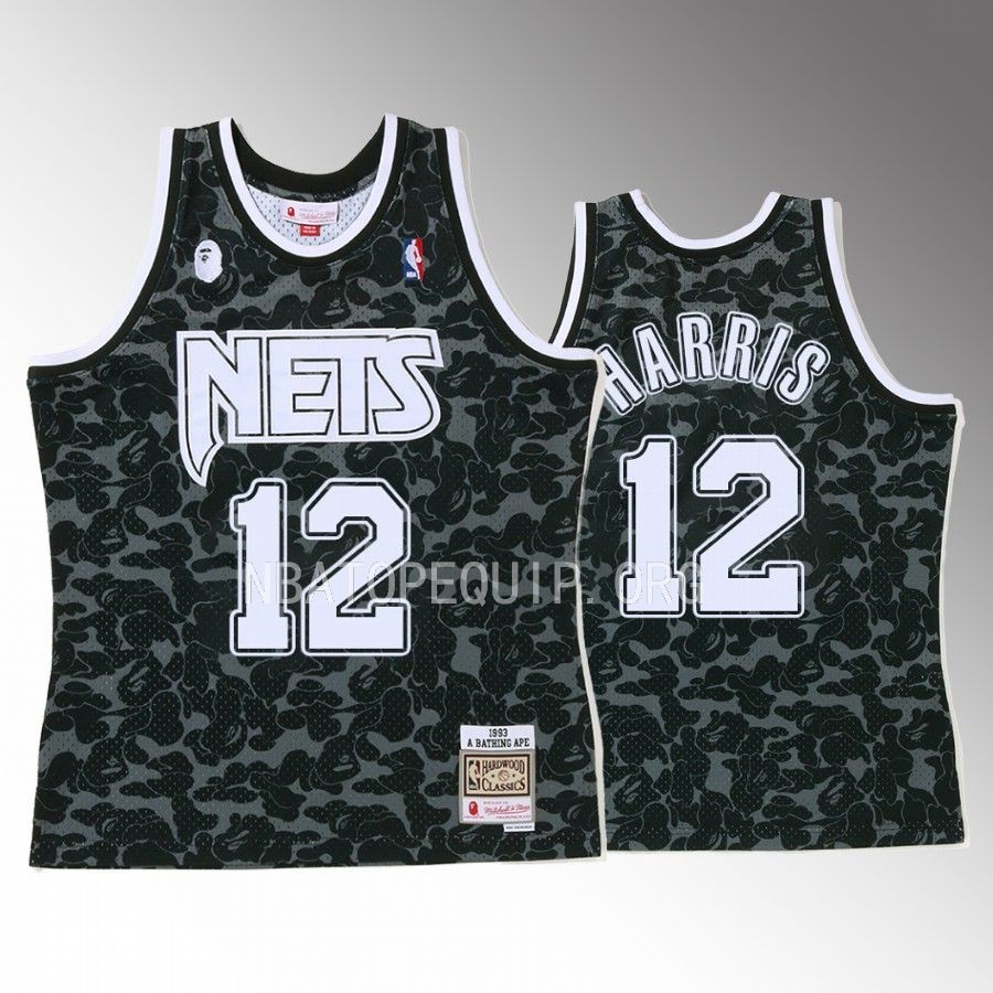 2022 BAPE Brooklyn Nets Joe Harris Black Jersey 12 Camo Tanktop Men’s Jersey Shirt